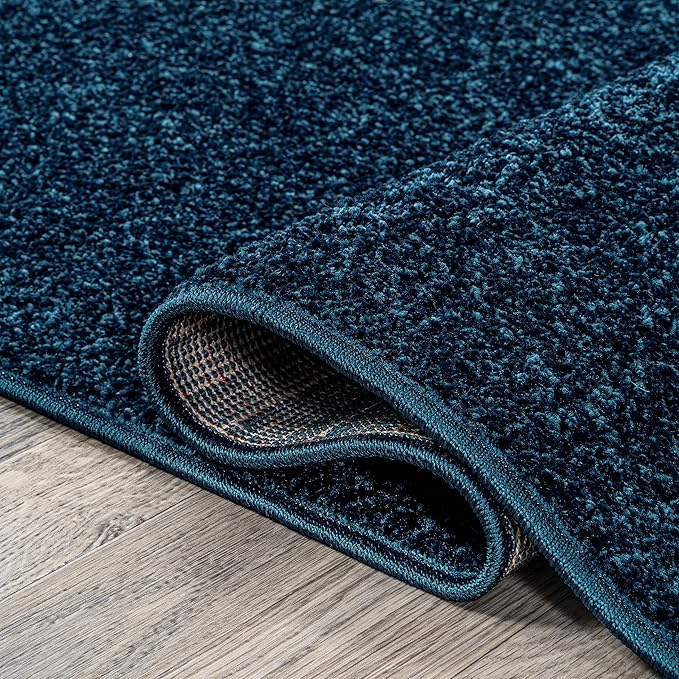 JONATHAN Y Haze Solid Low-Pile Navy 5' Round Indoor Area Rug, Coastal,Bohemian,Minimalist,Classic, Easy-Cleaning for Living Room,Bedroom,Kitchen,Pet Friendly,Non-Shedding (SEU100C-5R)