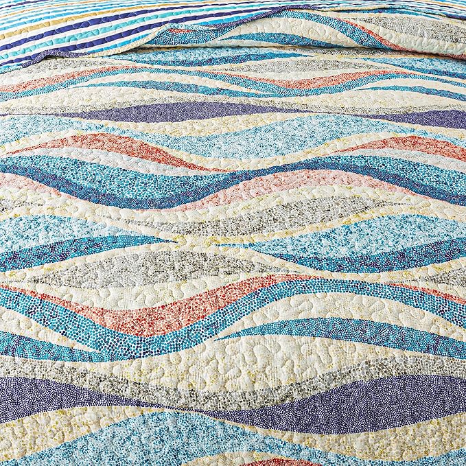 HoneiLife Coastal Quilt Sets Queen - 3 Pieces Beach Quilt Sets Ocean Bedspreads Lightweight Coverlets Nautical Bed Cover All Season Quilts