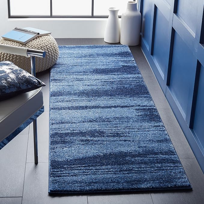 SAFAVIEH Retro Collection Runner Rug - 2'3" x 17', Light Blue & Blue, Modern Abstract Design, Non-Shedding & Easy Care, Ideal for High Traffic Areas in Living Room, Bedroom (RET2693-6065)