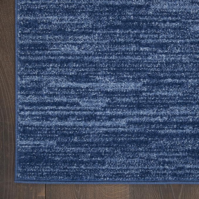 Nourison Home Nourison Essentials Navy Blue 2'2" x 20' Area Rug - Easy Clean, Non Shedding, Bed Room, Living Room, Dining Room, Kitchen (20' Runner)