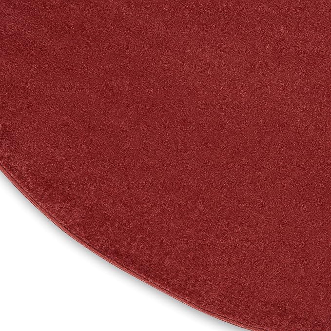Nourison Home Nourison Essentials Brick Red 6' x Round Area Rug - Easy Clean, Non Shedding, Bed Room, Living Room, Dining Room, Kitchen (6' x Round)