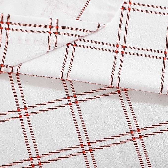 Eddie Bauer - Flannel Sheets Twin Size, Anti-Pilling & Wrinkle Resistant Cotton, Touchably Soft for All-Season Comfort - Bed Sheets with Matching Pillowcase & Fitted Sheet (Westridge Plaid Orange)