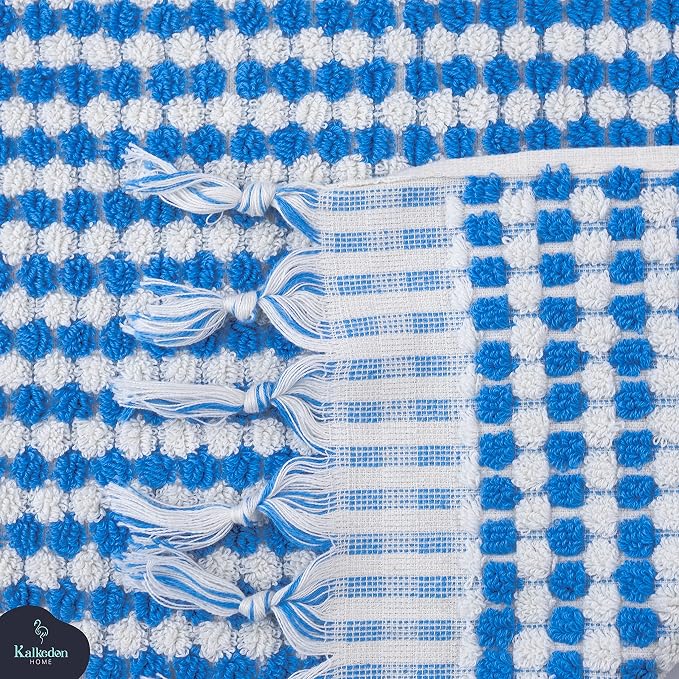 Organic Turkish Cotton Hand Towels for Bathroom | Oversized - 17 x 35 Inches | Large Soft Plush Fluffy Highly Absorbent Towels for Kitchen, Hand and Face (Sky Blue, Hand Towel)