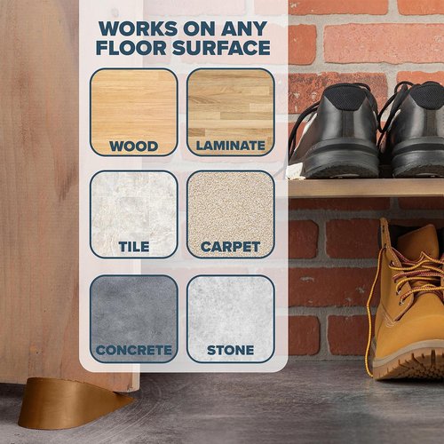 Rubber Door Stopper by Made in USA - Heavy Duty Wedge for Carpet & Tile | 6.5 x 2.75 x 1.9 Inches, Coffee 2PK