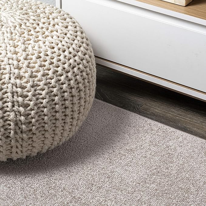 JONATHAN Y Haze Solid Low-Pile Beige 4x6 Oval Indoor Area Rug, Coastal,Bohemian,Minimalist,Classic, Easy-Cleaning for Living Room,Bedroom,Kitchen,Pet Friendly,Non-Shedding (SEU100G-4OV)