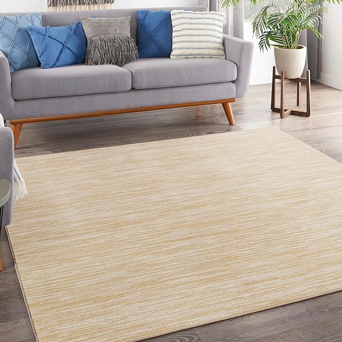 Nourison Home Nourison Essentials Ivory Gold 7' x Square Area Rug - Easy Clean, Non Shedding, Bed Room, Living Room, Dining Room, Kitchen (7' x Square)