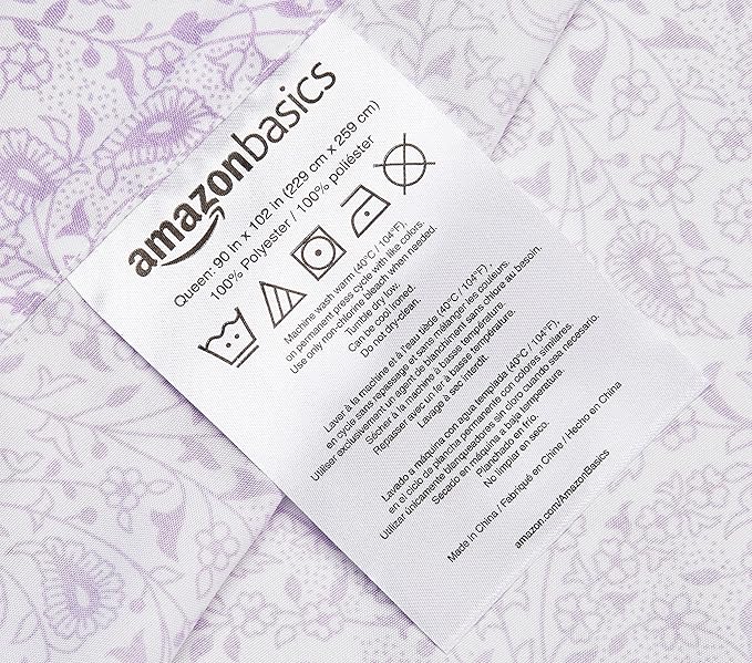 Amazon Basics Lightweight Super Soft Easy Care Microfiber Bed Sheet 3 Piece Set with 14" Deep Pockets - Twin XL, Lavender Paisley