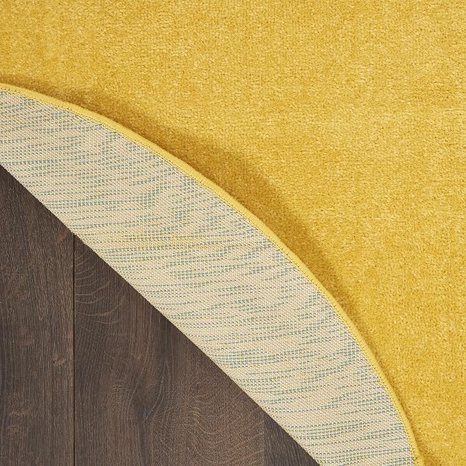 Nourison Home Nourison Essentials Yellow 8' x Round Area Rug - Easy Clean, Non Shedding, Bed Room, Living Room, Dining Room, Kitchen (8' x Round)