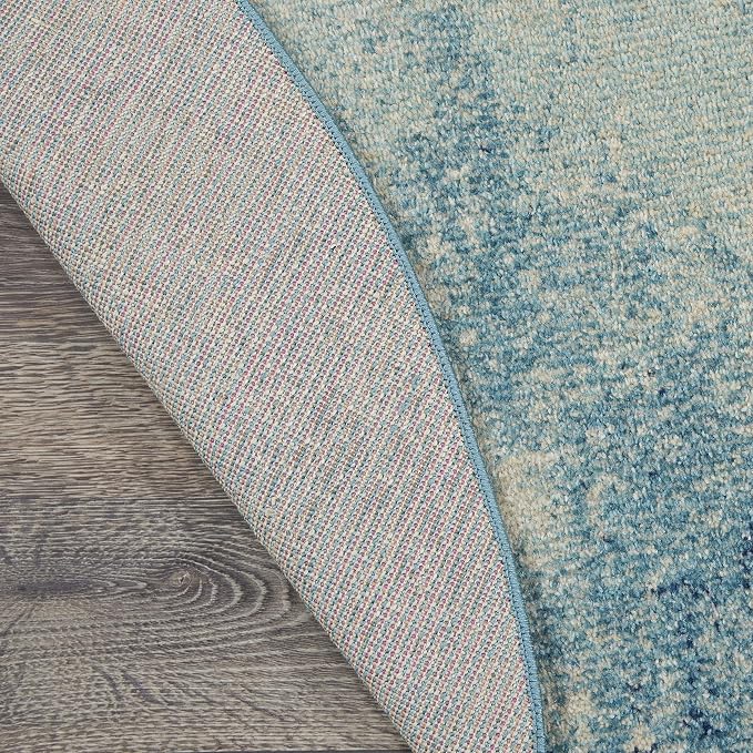 Nourison Home Passion Navy/Light Blue 8' x Round Area-Rug, Modern, Abstract, Easy-Cleaning, Non Shedding, Bed Room, Living Room, Dining Room, Kitchen, (8' Round)