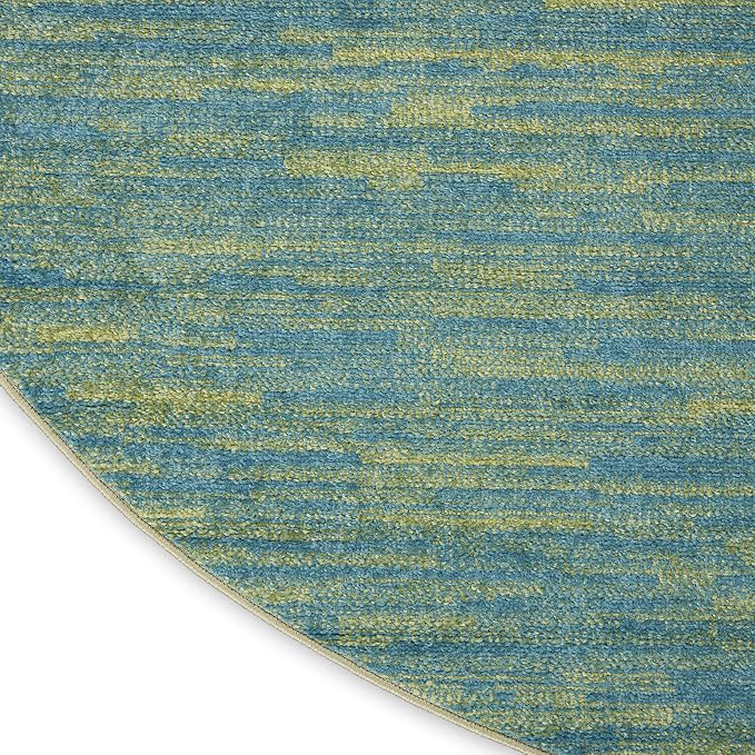 Nourison Home Nourison Essentials Blue Green 6' x Round Area Rug - Easy Clean, Non Shedding, Bed Room, Living Room, Dining Room, Kitchen (6' x Round)