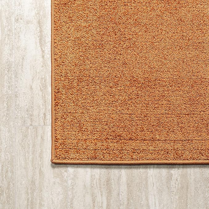 JONATHAN Y Haze Solid Low-Pile Orange Indoor Area Rug 4x6, Coastal,Bohemian,Minimalist,Classic, Easy-Cleaning for Living Room,Bedroom,Kitchen,Pet Friendly,Non-Shedding (SEU100M-4)