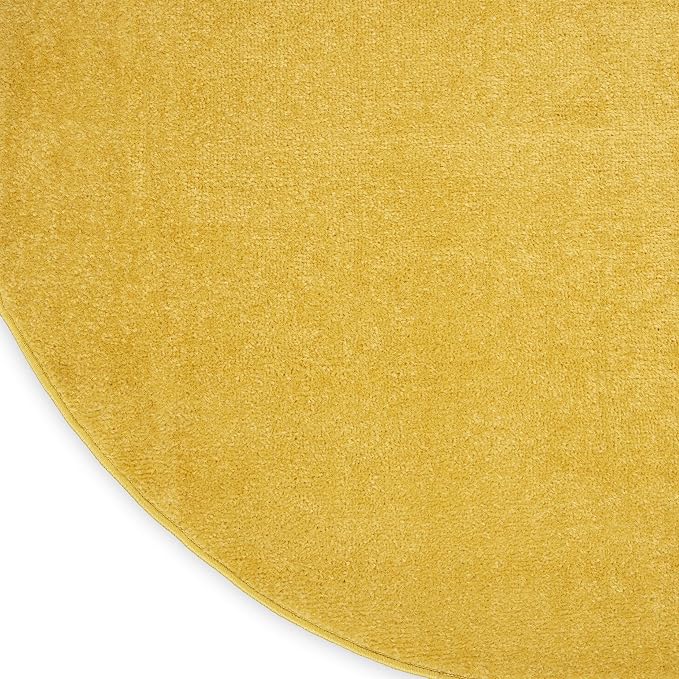 Nourison Home Nourison Essentials Yellow 8' x Round Area Rug - Easy Clean, Non Shedding, Bed Room, Living Room, Dining Room, Kitchen (8' x Round)