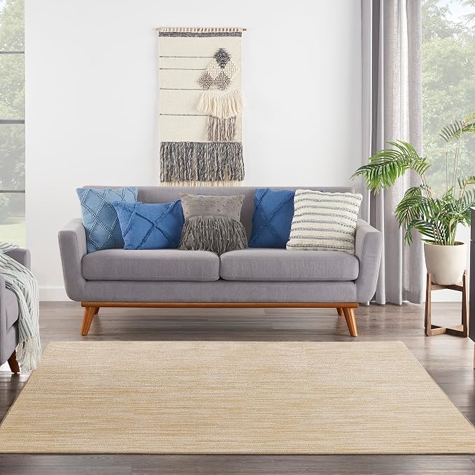 Nourison Home Nourison Essentials Ivory Gold 7' x Square Area Rug - Easy Clean, Non Shedding, Bed Room, Living Room, Dining Room, Kitchen (7' x Square)