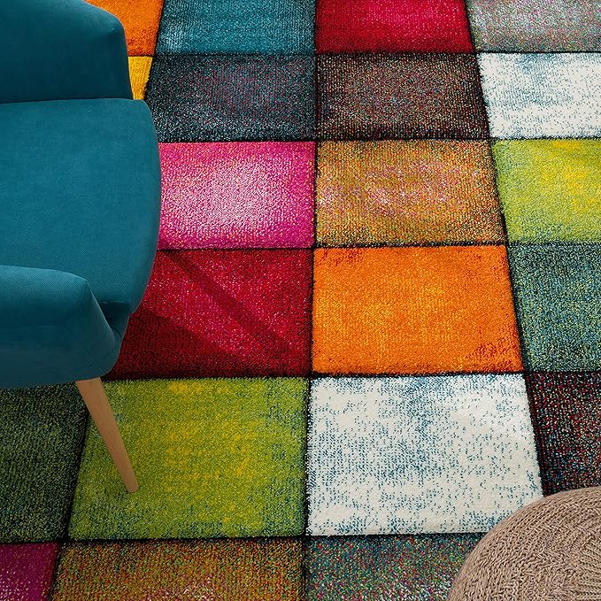 Paco Home Colorful Area Rug Checkered with Multicolor Squares, Size: 7'10" x 10'10"