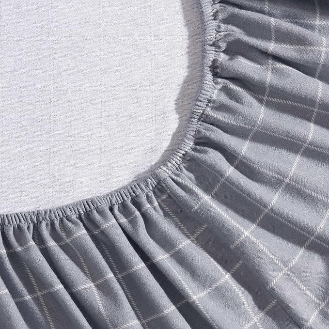 Eddie Bauer - Full Bed Sheets, Cotton Flannel Bedding Set with Matching Pillowcases, Brushed for Extra Softness, Deep Pocket, Oeko-Tex Certified (Great Plains Plaid Grey)