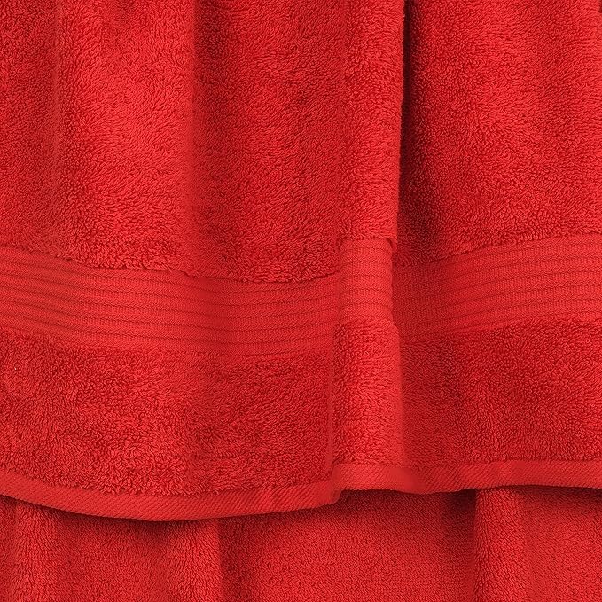 Cotton Paradise 100% Cotton Turkish Towel Set, Soft Absorbent Quick Dry, 4 Piece Washcloth Set, Red