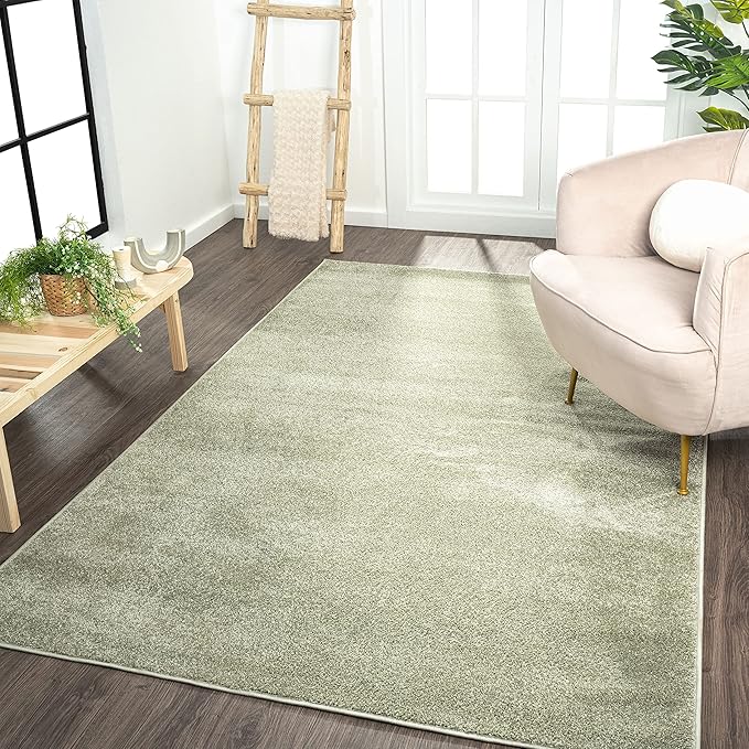JONATHAN Y Haze Solid Low-Pile Green Indoor Area Rug 10x14, Coastal,Bohemian,Minimalist,Classic, Easy-Cleaning for Living Room,Bedroom,Kitchen,Pet Friendly,Non-Shedding (SEU100O-14)