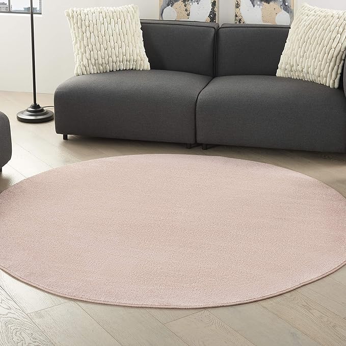 Nourison Home Nourison Essentials Pink 6' x Round Area Rug - Easy Clean, Non Shedding, Bed Room, Living Room, Dining Room, Kitchen (6' x Round)