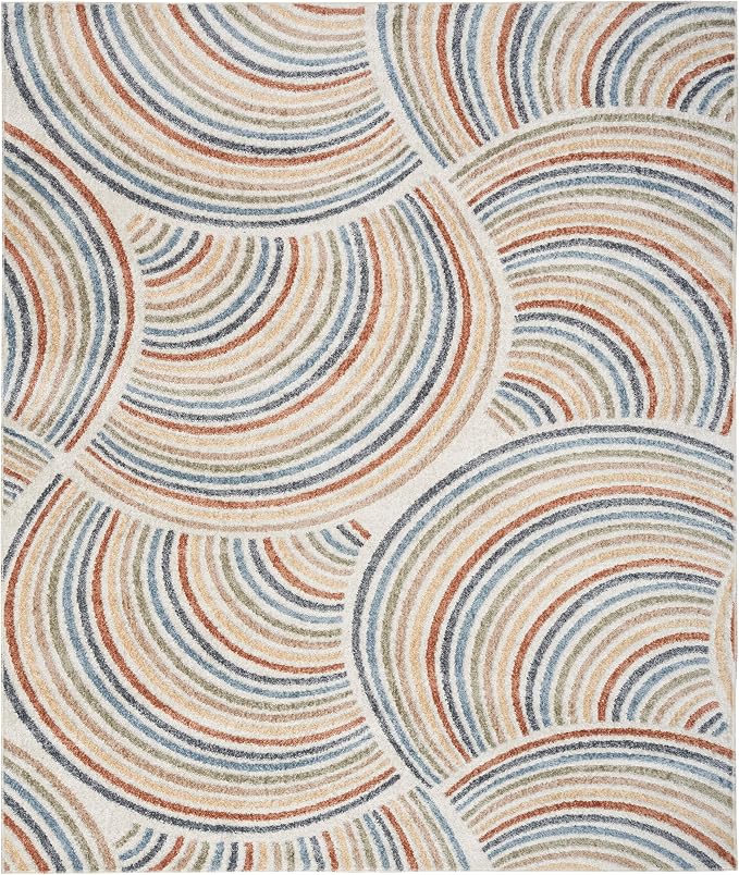 Nourison Home Astra Machine Washable Ivory Multicolor 9' x 12' Area Rug - Easy Clean, Non Shedding, Bed Room, Living Room, Dining Room, Kitchen (9' x 12')