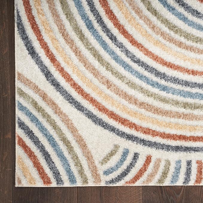 Nourison Home Astra Machine Washable Ivory Multicolor 9' x 12' Area Rug - Easy Clean, Non Shedding, Bed Room, Living Room, Dining Room, Kitchen (9' x 12')