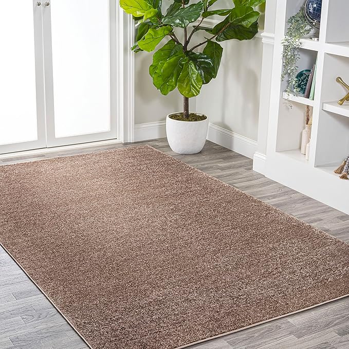 JONATHAN Y Haze Solid Low-Pile Brown Indoor Area Rug 8x10, Coastal,Bohemian,Minimalist,Classic, Easy-Cleaning for Living Room,Bedroom,Kitchen,Pet Friendly,Non-Shedding (SEU100J-8)