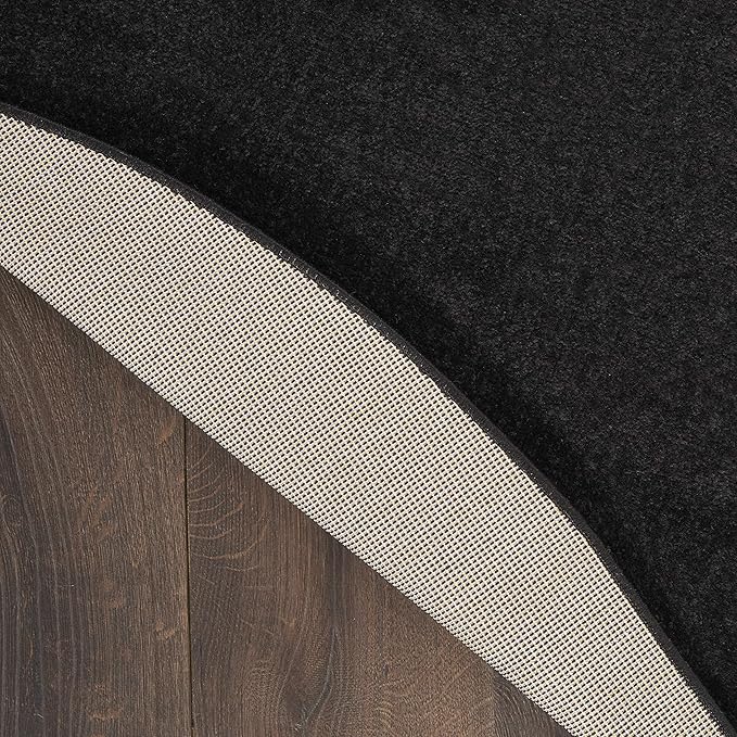 Nourison Home Nourison Essentials Black 4' x Round Area Rug - Easy Clean, Non Shedding, Bed Room, Living Room, Dining Room, Kitchen (4' x Round)
