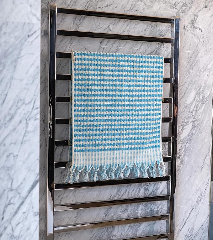 Organic Turkish Cotton Hand Towels for Bathroom | Oversized - 17 x 35 Inches | Large Soft Plush Fluffy Highly Absorbent Towels for Kitchen, Hand and Face (Turquoise, Hand Towel)