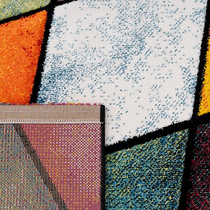 Paco Home Colorful Area Rug with Geometric Diamonds in Multicolor, Size: 5'3" x 7'7"
