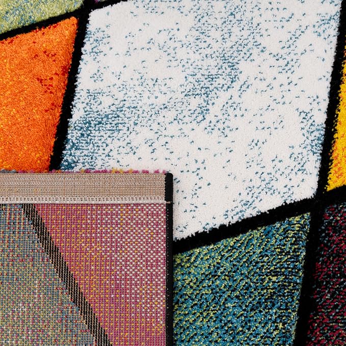 Paco Home Colorful Area Rug with Geometric Diamonds in Multicolor, Size: 4' x 5'7"
