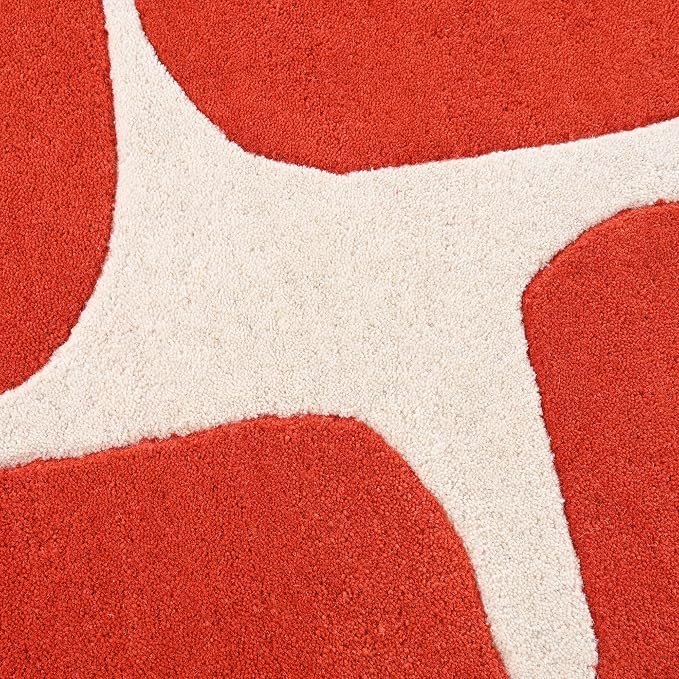 Restoration and Renovation Modern Wool Area Rug - Contemporary Abstract Geometric Design, Thick & Soft Hand-Tufted Carpet - Ideal for Indoor Decor in Living Room, Bedroom (Poppy, 3' x 5')