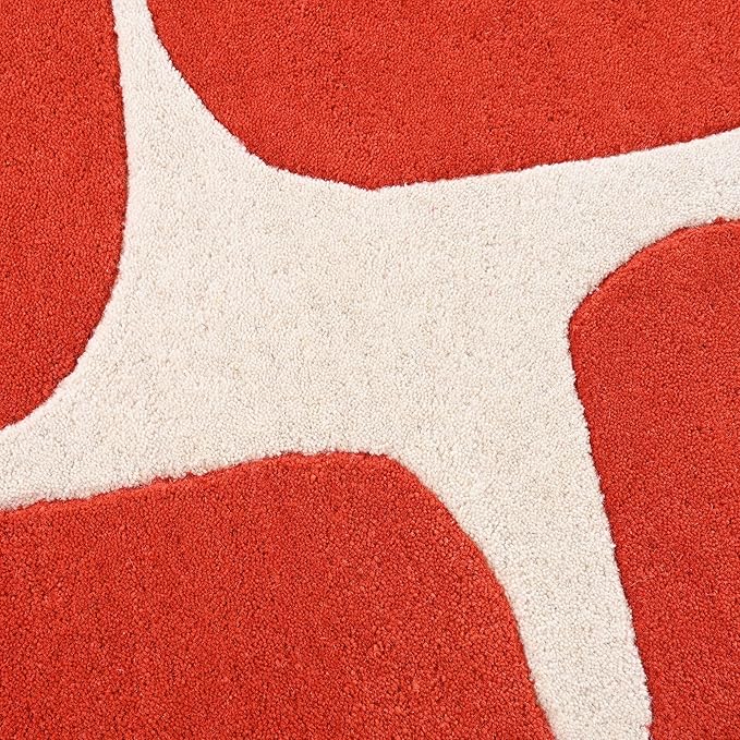 Restoration and Renovation Modern Wool Area Rug - Contemporary Abstract Geometric Design, Thick & Soft Hand-Tufted Carpet - Ideal for Indoor Decor in Living Room, Bedroom (Poppy, 2.6' x 8')