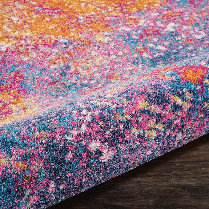 Nourison Home Passion Abstract Sunburst 7'10'' x Square Area-Rug, Easy-Cleaning, Non Shedding, Bed Room, Living Room, Dining Room, Kitchen (8 Square)