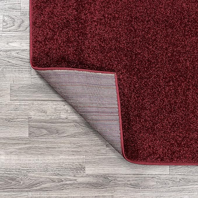 JONATHAN Y Haze Solid Low-Pile Dark Red Runner Rug 2x12, Coastal,Bohemian,Minimalist,Classic, Easy-Cleaning for Living Room,Bedroom,Kitchen,Pet Friendly,Non-Shedding (SEU100Q-212)