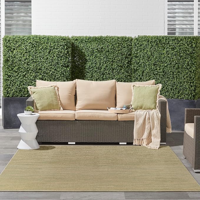 Nourison Home Nourison Essentials Green Gold 7' x Square Area Rug - Easy Clean, Non Shedding, Bed Room, Living Room, Dining Room, Kitchen (7' x Square)