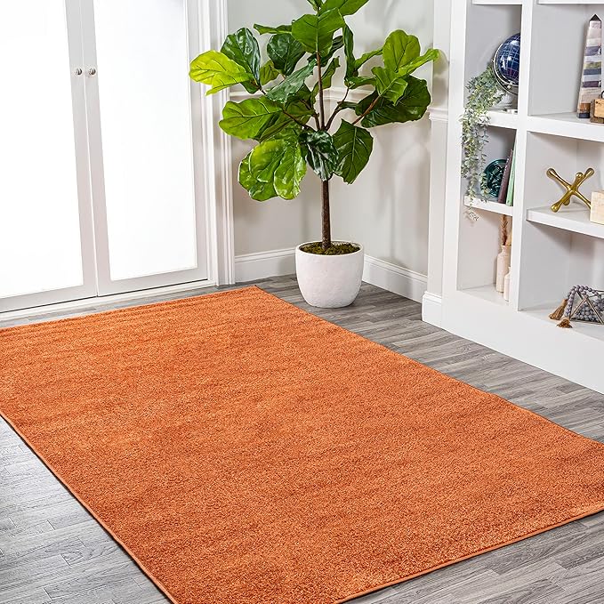 JONATHAN Y Haze Solid Low-Pile Orange Indoor Area Rug 4x6, Coastal,Bohemian,Minimalist,Classic, Easy-Cleaning for Living Room,Bedroom,Kitchen,Pet Friendly,Non-Shedding (SEU100M-4)