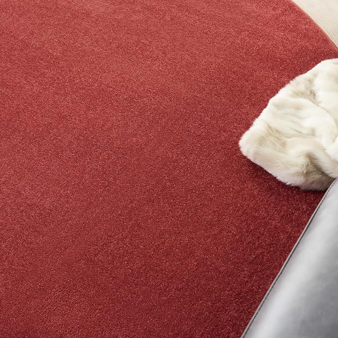 Nourison Home Nourison Essentials Brick Red 6' x Round Area Rug - Easy Clean, Non Shedding, Bed Room, Living Room, Dining Room, Kitchen (6' x Round)