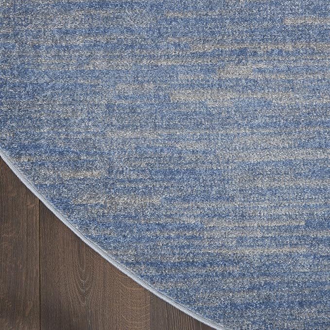 Nourison Home Nourison Essentials Blue Grey 4' x Round Area Rug - Easy Clean, Non Shedding, Bed Room, Living Room, Dining Room, Kitchen (4' x Round)