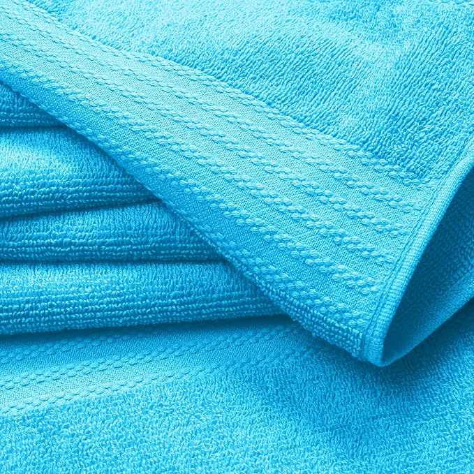 GLAMBURG Ultra Soft 8-Piece Towel Set -100% Pure Ringspun Cotton, Contains 2 Oversized Bath Towels 27x54, 2 Hand Towels 16x28, 4 Wash Cloths 13x13 - Ideal for Everyday use, Hotel & Spa -Turquoise Blue