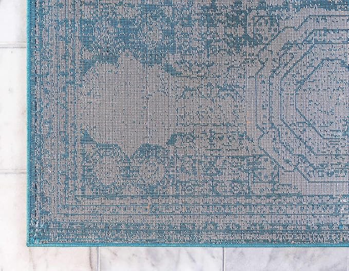 Unique Loom Bromley Collection Area Rug - Wells (9' x 12' 2" Rectangle, Turquoise/ Ivory)