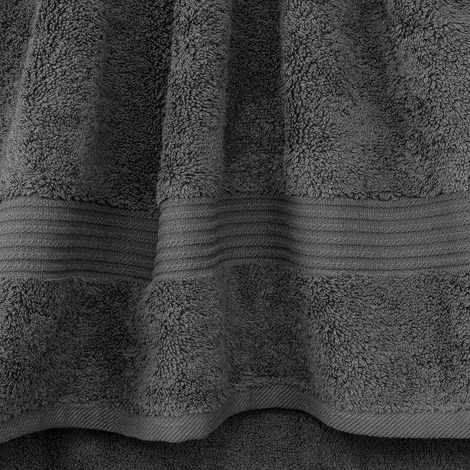 Cotton Paradise 100% Cotton Turkish Towel Set, Soft Absorbent Quick Dry, 4 Piece Washcloth Set, Dark Gray