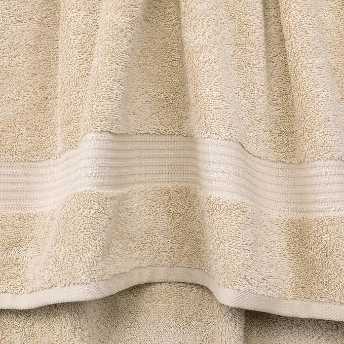 Cotton Paradise 100% Cotton Turkish Towel Set, Soft Absorbent Quick Dry, 4 Piece Hand Towel Set, Beige