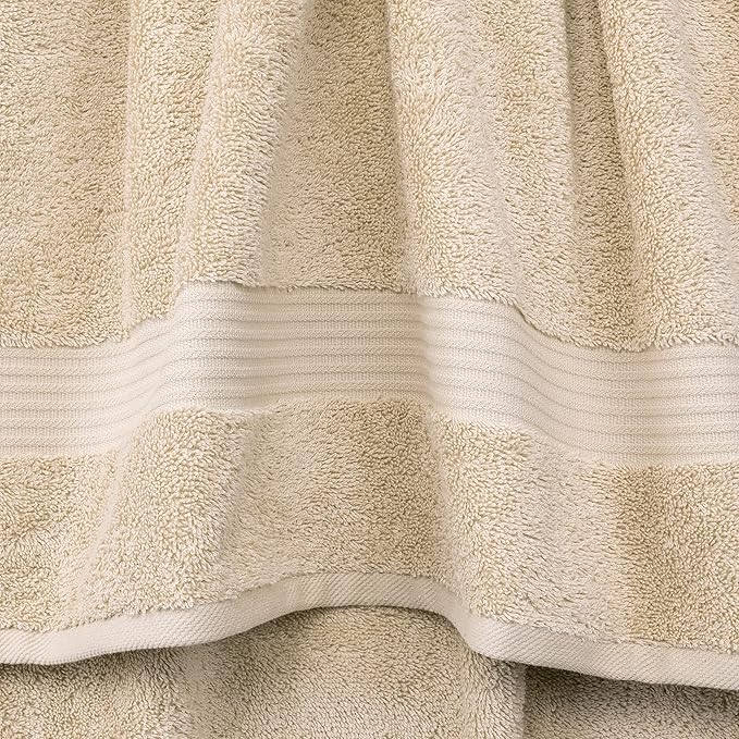 Cotton Paradise 100% Cotton Turkish Towel Set, Soft Absorbent Quick Dry, 4 Piece Washcloth Set, Beige