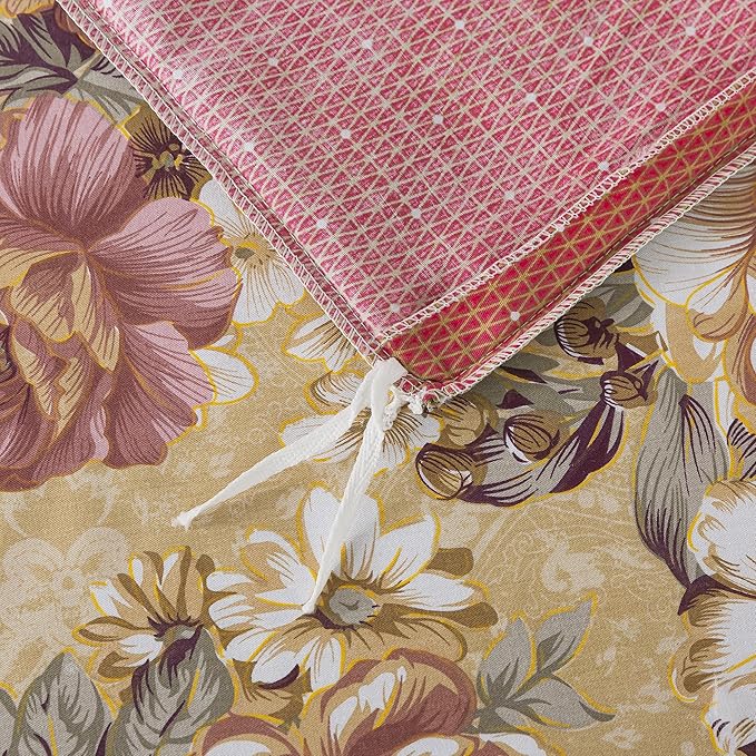 FADFAY Duvet Cover Set Full Tan Peony Floral Bedding Shabby Brown Flower Comforter Cover Set Vintage Farmhouse Bedding 100% Cotton Soft Quilt Cover with Hidden Zipper Closure 3 Pieces, Full Size