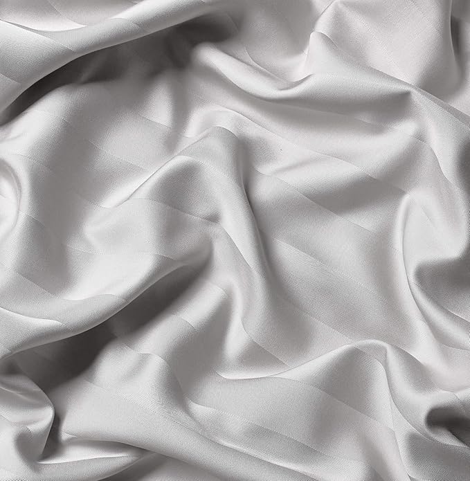 Pure Bamboo Split King Sheets, Genuine 100% Organic Viscose Derived from Bamboo Bed Sheet Set, Soft & Cooling, Double Stitching, 2 Fitted Sheets (Split King, Jacquard White)