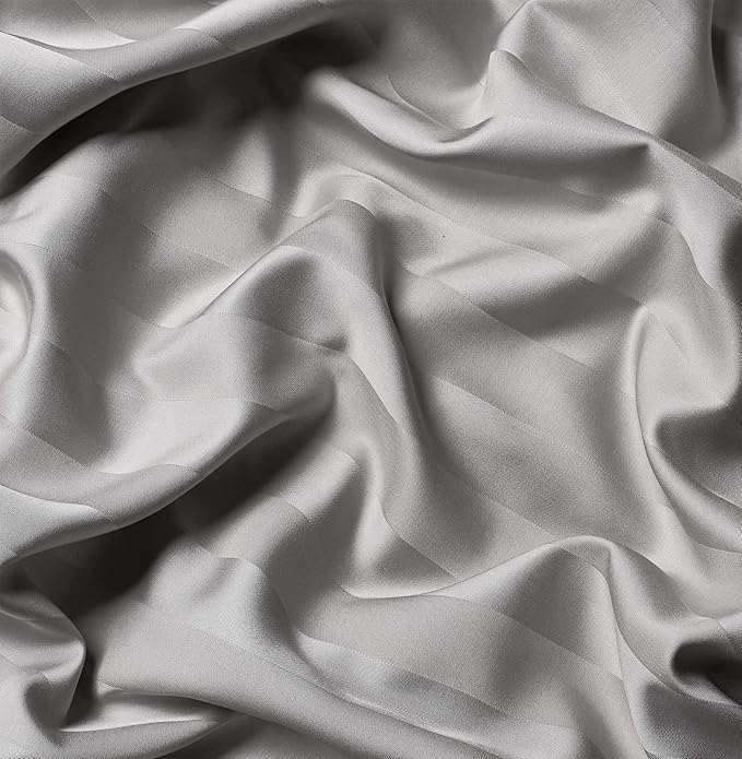 Pure Bamboo Queen Sheets, Genuine 100% Organic Viscose Derived from Bamboo Bed Sheet Set, Luxuriously Soft & Cooling, Double Stitching, 2 Year Quality Promise (Queen, Jacquard Silver)