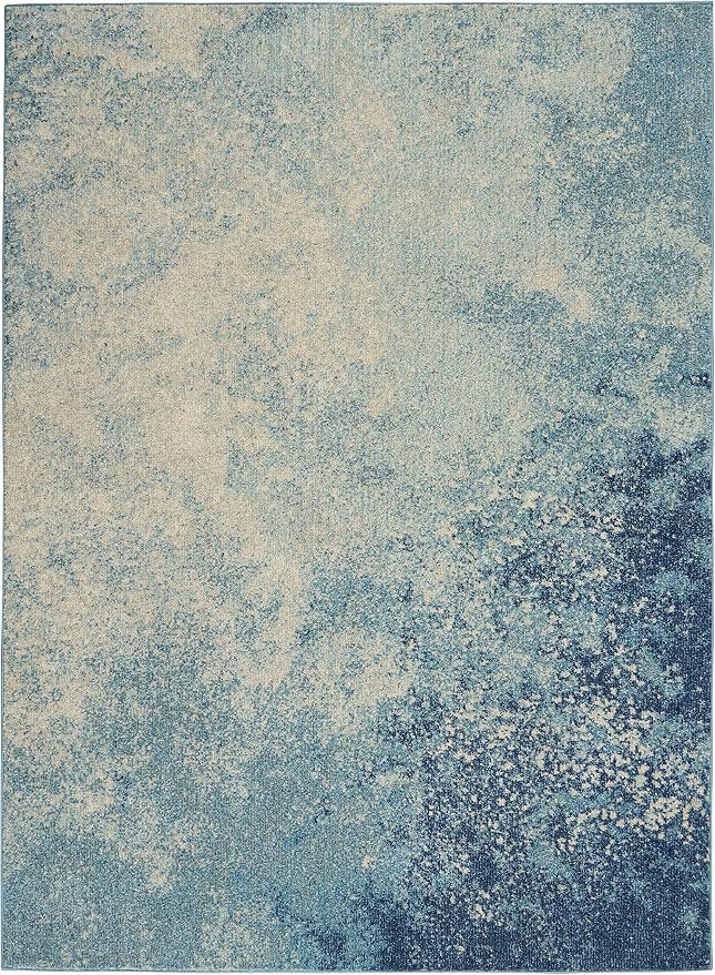Nourison Home Passion Navy/Light Blue 3'9'' x 5'9'' Area-Rug, Modern, Abstract, Easy-Cleaning, Non Shedding, Bed Room, Living Room, Dining Room, Kitchen, (4' x 6')
