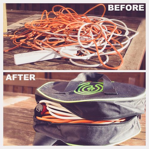 Luigi's Cable Storage Bag - Organize Car Jumper Cables & EV Charging Cords | 15.75" Diameter - Black