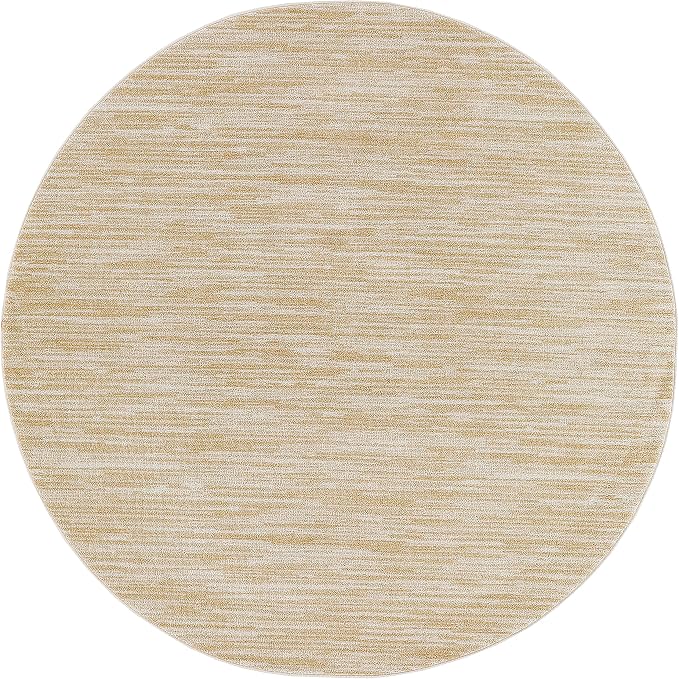Nourison Home Nourison Essentials Ivory Gold 4' x Round Area Rug - Easy Clean, Non Shedding, Bed Room, Living Room, Dining Room, Kitchen (4' x Round)
