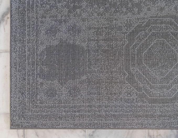 Unique Loom Bromley Collection Area Rug - Wells (5' 1" x 8' Rectangle, Dark Gray/ Gray)