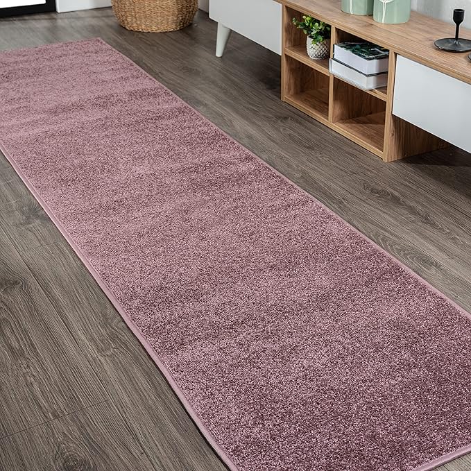 JONATHAN Y Haze Solid Low-Pile Light Purple Runner Rug 2x8, Coastal,Bohemian,Minimalist,Classic, Easy-Cleaning for Living Room,Bedroom,Kitchen,Pet Friendly,Non-Shedding (SEU100R-28)